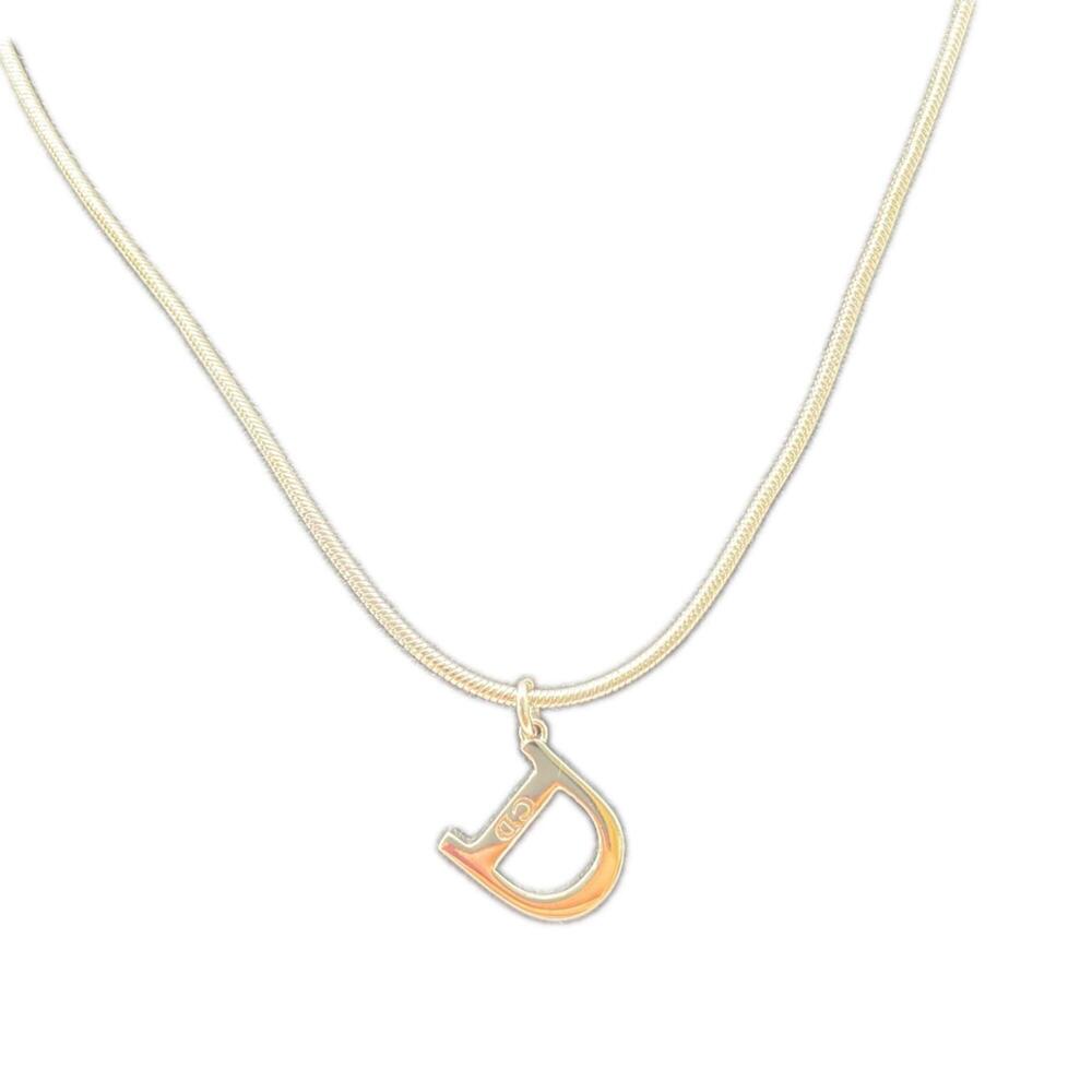 Christian Dior D-logo Necklace Silver SP Women's